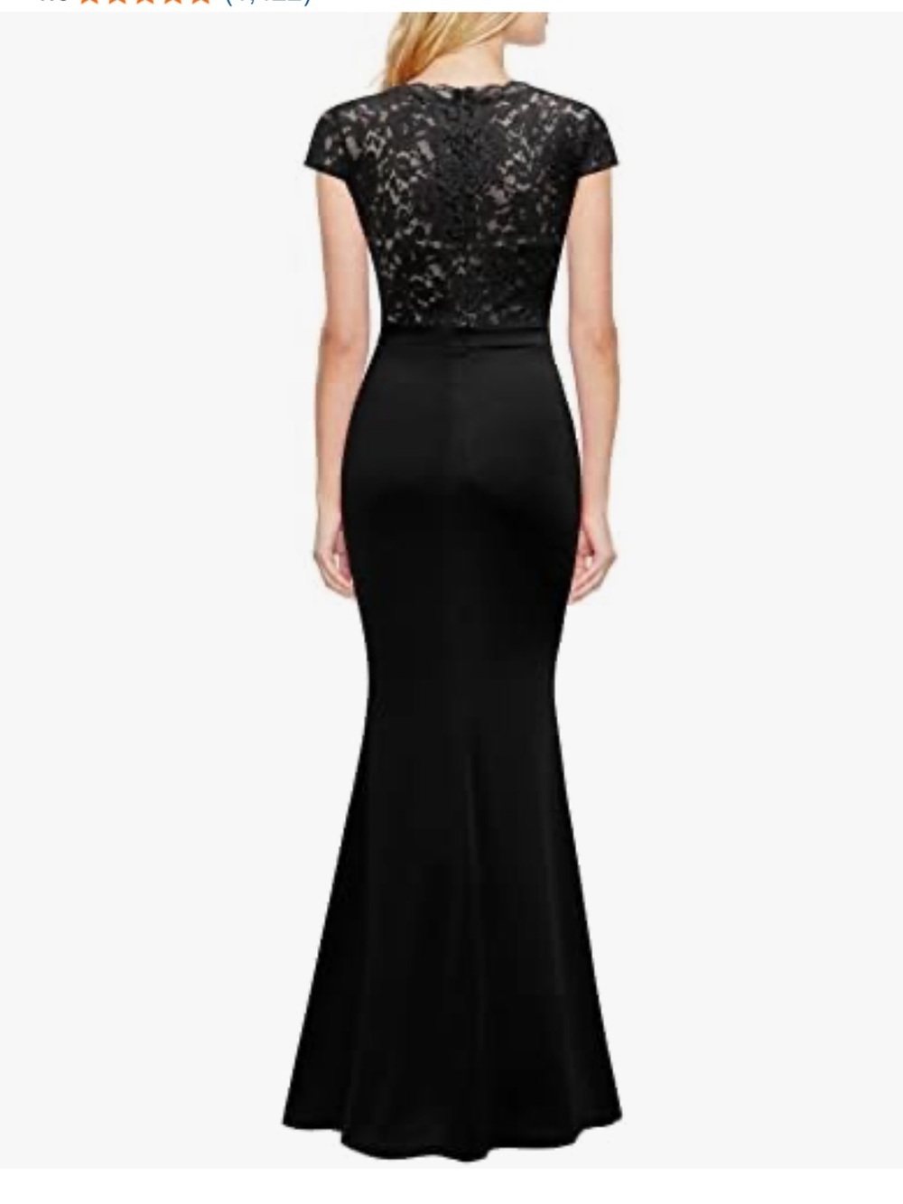 Black Lace Bodice Maxi Dress with Front Slit - Picture 2 of 8